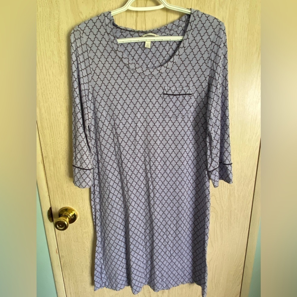 🩵 SOMA Soft Blue Geometric Night Dress Sz XS